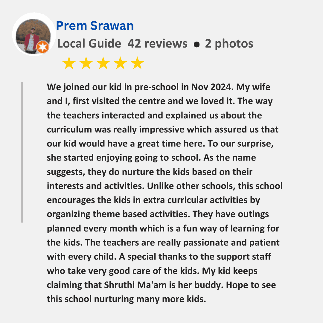 Preschool for early childhood education in Hyderabad, focusing on nurturing and development.