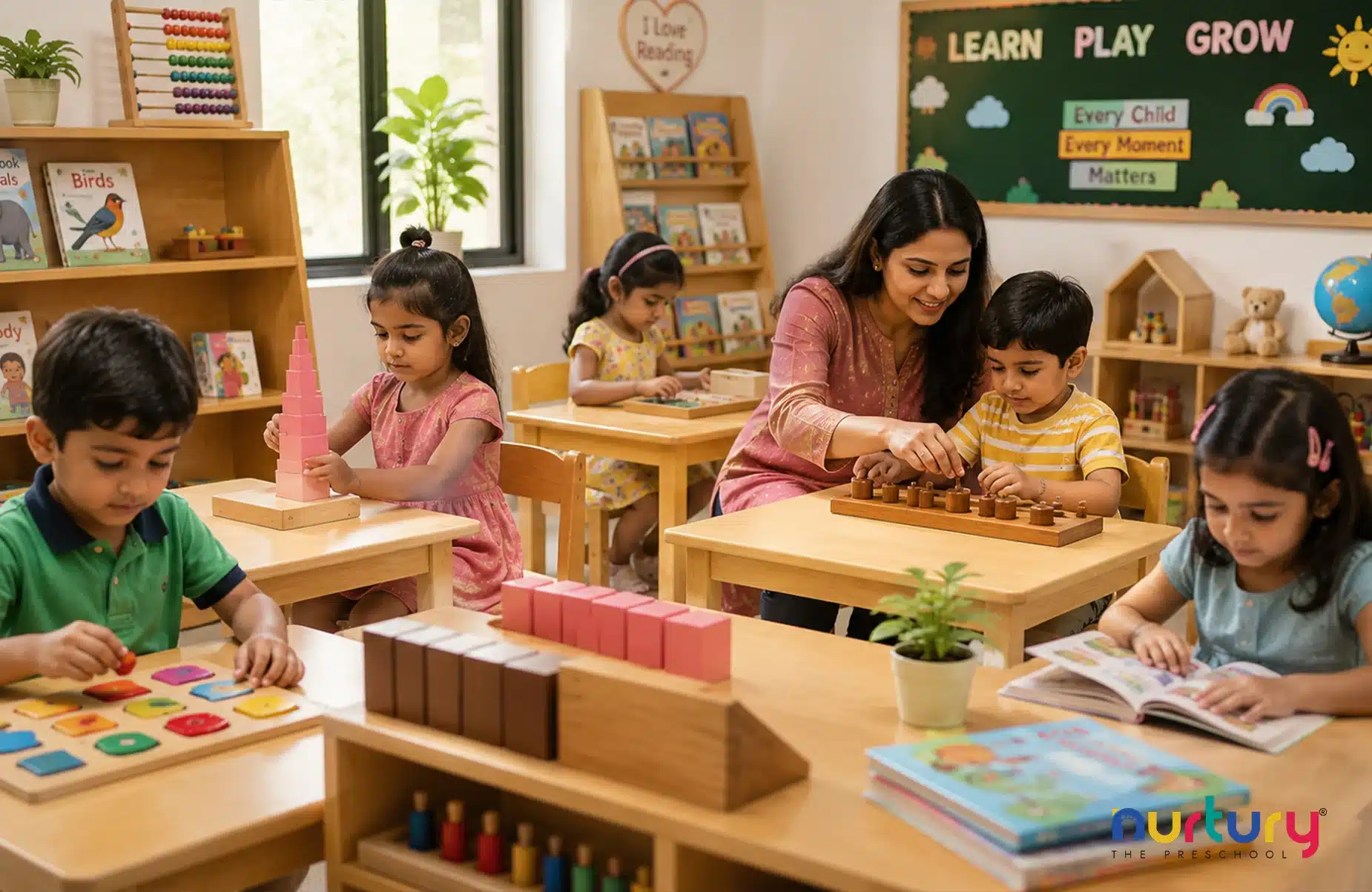 Montessori Classroom at The Nurtury Preschool in Gachibowli