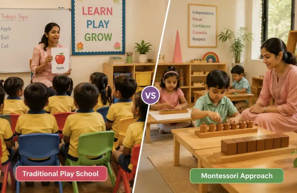 Traditional vs Montessori Play School in Gachibowli for Toddlers
