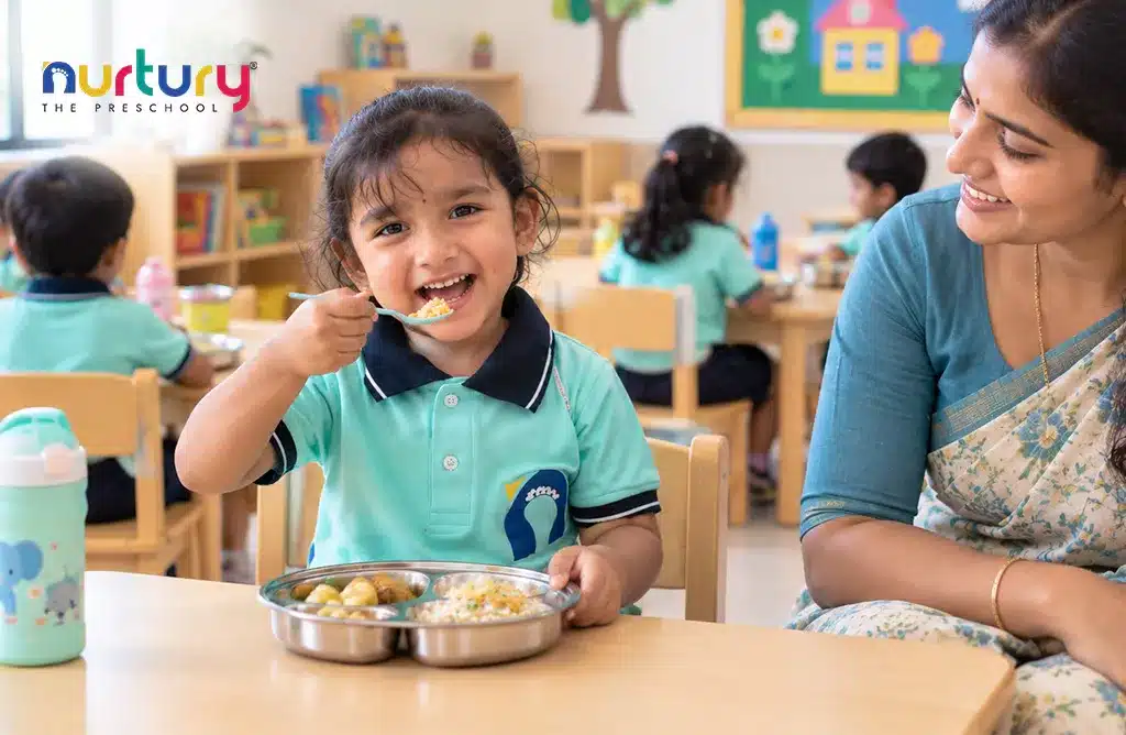 Child Self-Feeding at a Daycare in Gachibowli With Caregiver Support